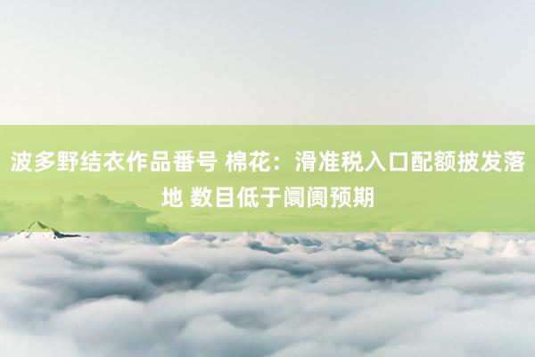 波多野结衣作品番号 棉花：滑准税入口配额披发落地 数目低于阛阓预期