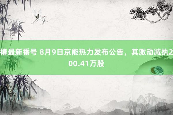 椿最新番号 8月9日京能热力发布公告，其激动减执200.41万股