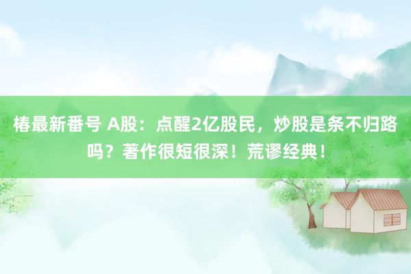 椿最新番号 A股：点醒2亿股民，炒股是条不归路吗？著作很短很深！荒谬经典！